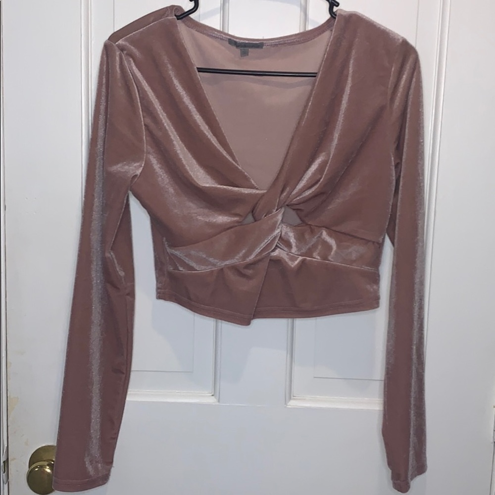 Velour rose crop top